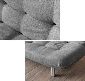 Canapea extensibila 3 locuri living, 180x110 cm – stofa, gri – Merburn