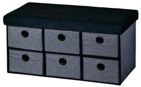 Kesper 15953 Comodă tapițată cu 6 sertare,gri-negru, 76 x 38 x 38 cm