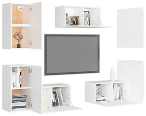 Set dulapuri TV, 7 piese, alb, PAL Alb, 60 x 30 x 30 cm, 1
