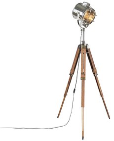 Lampă de podea cu trepied din lemn și spot pentru studio - Tripod Shiny