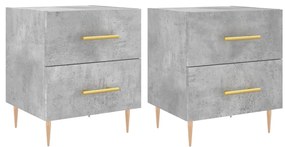 Noptiere, 2 buc., gri beton, 40x35x47,5 cm, lemn compozit