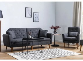 Set Canapea si Fotoliu, Lemn Solid, Terra, 2 Piese, Gri Antracit