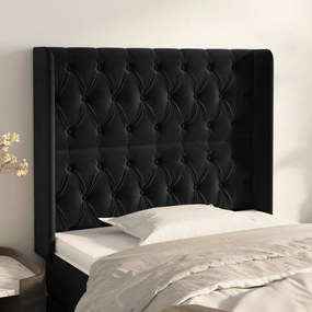 3119960 vidaXL Tăblie de pat cu aripioare, negru, 103x16x118/128 cm, catifea
