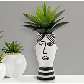 Vază din porțelan Mauro Ferretti Face, alb - negru