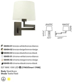 Aplica cu brat articulat design elegant ARTIS-2 bronz/bej