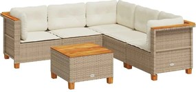 vidaXL Set canapele de grădină cu perne, 6 piese, bej, poliratan