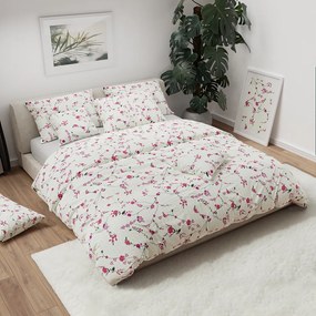 Lenjerie de pat creponata crem FLORAL CREAM Dimensiune lenjerie de pat: 70 x 90 cm | 140 x 200 cm