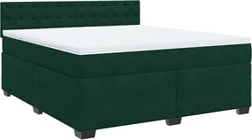 vidaXL Pat box spring cu saltea, verde închis, 180x200 cm, catifea