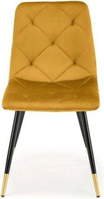Scaun tapitat K438, galben, stofa catifelata, 45x50x86 cm