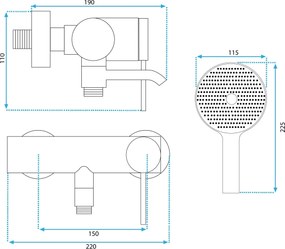 Baterie pentru cadă REA Clif Brush Nickel