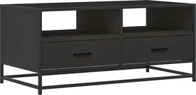 vidaXL Măsuță de cafea, negru, 100x50x45 cm, lemn prelucrat și metal