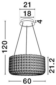 Lustra suspendata crom, cristale sticla CELYSIA 60cm