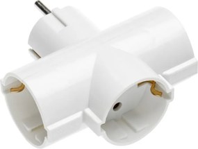 Adaptor triplu GTV pentru priză, 1 la 3 prize Schuko, alb Alb, 3600 W