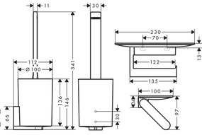 Set perie wc si suport hartie igienica, alb mat, Hansgrohe WallStoris Alb mat