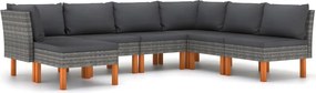 vidaXL Set mobilier de grădină cu perne, 7 piese, gri, poliratan