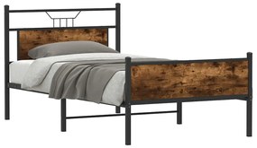 vidaXL Cadru de pat fără saltea Stejar afumat 107x203cm Lemn prelucrat