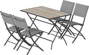 Outsunny Set mobilier grădină pliabil 5 piese masă cu 4 scaune respirabile aspect lemn economisitor de spațiu | Aosom Romania