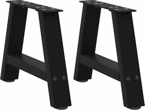 vidaXL Picioare pentru măsuță de cafea în formă de A, 2 buc., negru, 30x(30-31) cm, oțel