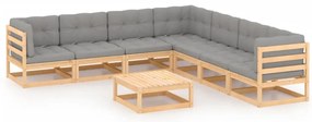 vidaXL Set mobilier de grădină din 8 piese, lemn masiv de pin
