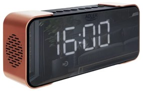 Radio cu ceas Adler AD 1190 Copper, Bluetooth, AUX, USB, SD card, LCD display, 2600 mAh, Cupru/Negru