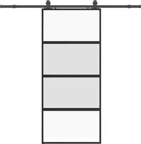 vidaXL Ușă glisantă cu set feronerie neagră 90x205cm sticlă securizată