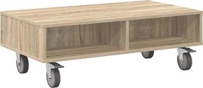 vidaXL Masă laterală cu roți Stejar Sonoma 90 x 50 x 30 cm