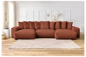 Colțar cărămiziu cu tapițerie din catifea reiată Voltaire – Bobochic Paris