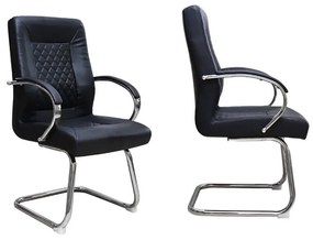 Set 2 scaune conferinta/vizitator GASPAR CF, piele ecologica, negru