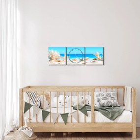 Tablou - Natura morta cu scoici (cu ceas) (90x30 cm)