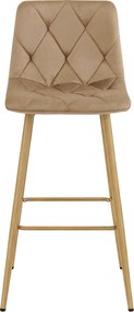 Scaun de bar maro NADO VELVET cu picioare in decor de stejar