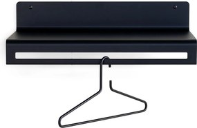 Cuier de perete negru cu raft din metal 60 cm Sway – Spinder Design