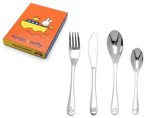 Tacâmuri argintii pentru copii din oțel inoxidabil 4 buc. Miffy – Zilverstad