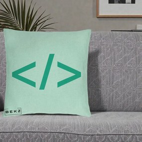Perna Personalizata Cod HTML Turcoaz, 40x40 cm, Verde Menta, Husa Detasabila, Perna Inclusa, BEKZ®