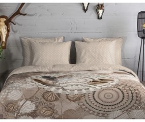 Lenjerie de pat maro din flanelă pentru pat de o persoană 140x200 cm Ringhda – HIP