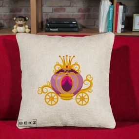 Perna Decorativa Trasura Regala Aurie, 40x40 cm, Bej Canapea, Husa Detasabila, Perna Inclusa, BEKZ®