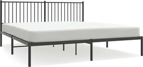 vidaXL Cadru de pat metalic cu tăblie, negru, 180x200 cm
