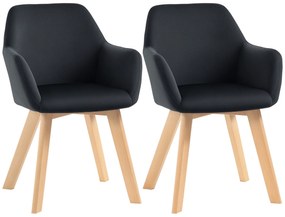 HOMCOM Scaune de Masă, Set de 2, Design Modern, Design de Catifea, Lemn de Cauțiuc, 54x57x80 cm, Negru | Aosom Romania