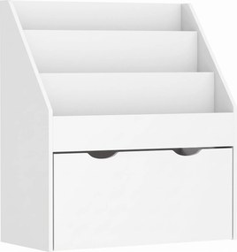 AIYAPLAY Bibliotecă Copii 3-8 Ani cu 3 Rafturi și Sertar, Raft de Depozitare Jucării, 62,5x30x70 cm, Alb | Aosom Romania
