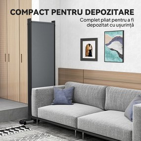 Outsunny Separator Pliabil pentru Cameră cu Roți, Paravan Mobil pentru Intimitate, 5.6ft Înălțime | Aosom Romania