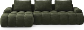 Coltar extensibil stanga 3 locuri, Linz, Cosmopolitan Design, 275x142x84 cm, catifea, verde