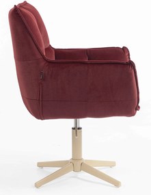 HR560CROSS Scaun Catifea Bordo Merlot cu Bază Crem