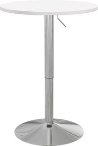 HOMCOM Masă de bar rotundă masă înaltă pentru bucătărie reglabilă în înălțime 69-91 cm blat pivotant la 360° alb și argintiu | Aosom Romania