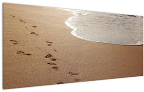 Tablou - urme în nisip și mare (120x50 cm)