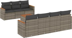 vidaXL Set canapele de grădină cu perne, 8 piese, gri, poliratan