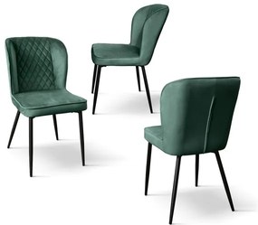 PAZZO DESIGN Set de 4 scaune Simona din catifea verde cu picioare metalice | Aosom Romania