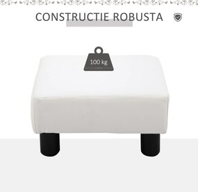 HOMCOM Taburet dreptunghiular tapițat cu piele ecologică albă, ideal pentru living și hol, 40x30x24 cm | Aosom Romania