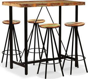 vidaXL Set mobilier de bar, 5 piese, lemn masiv reciclat