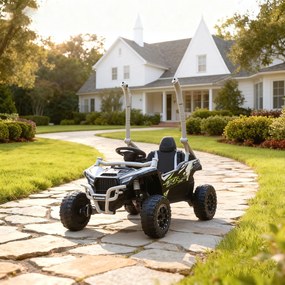 AIYAPLAY Vehicul off-road electric 12V pentru copii, telecomandă, lumini LED, muzică, claxon, pentru copii de 3-8 ani, gri | Aosom Romania