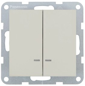 Intrerupator dublu cu led 10A, IP20, Sandstone, Panasonic Karre Plus 55 Soft Touch