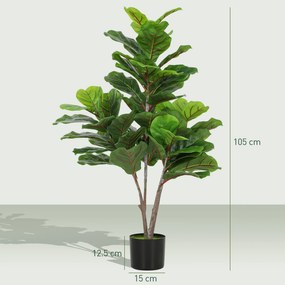 HOMCOM Fig Violin Artificial 110cm Planta artificiala, Plastica Plante artificiale in ghiveci, Decor moder Conta | Aosom Romania